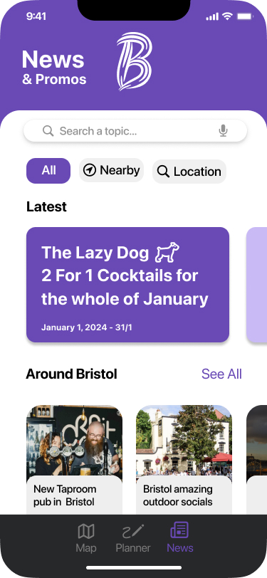 BarHub news and offers feed with promotions from local pubs