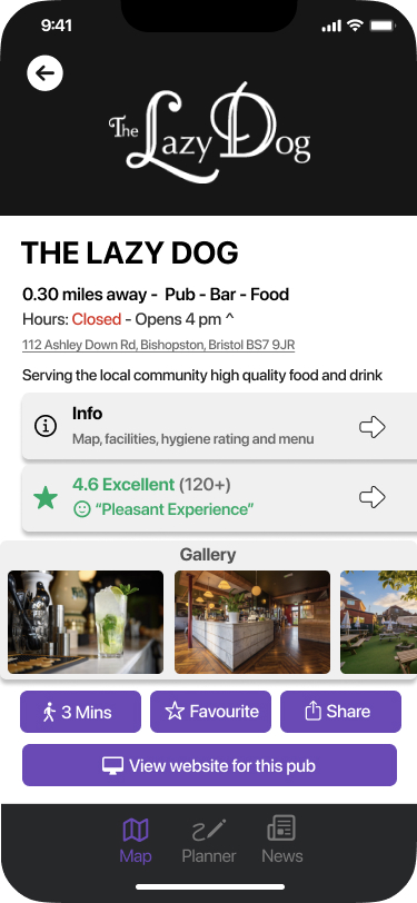 BarHub venue profile for The Lazy Dog: details, rating, gallery and quick actions